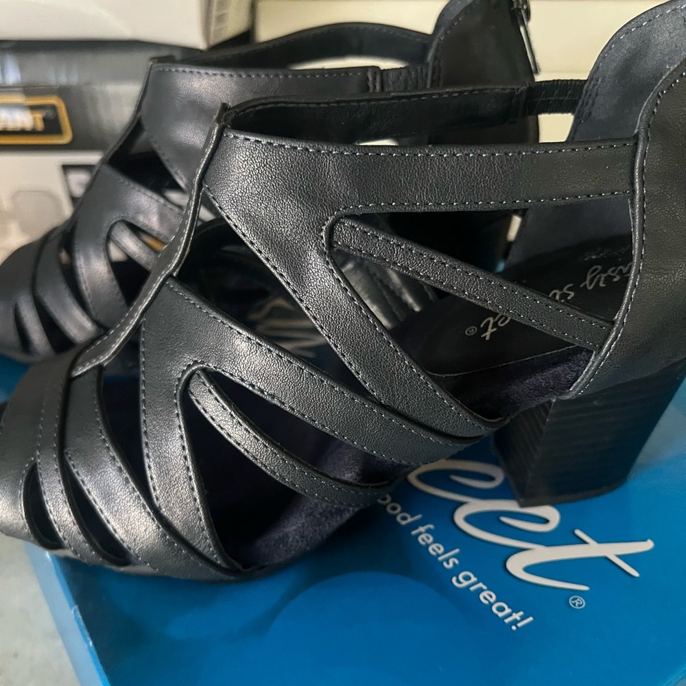 Easy Street Charcoal Strappy Heels